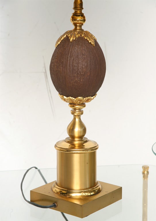 Pair of Maison Charles Brass & Bronze Coconut Table Lamps , 2 pairs available. 1
