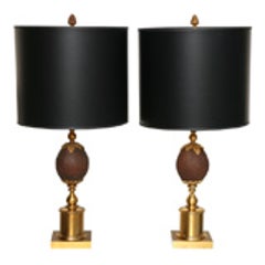 Pair of Maison Charles Coconut Table Lamps 5