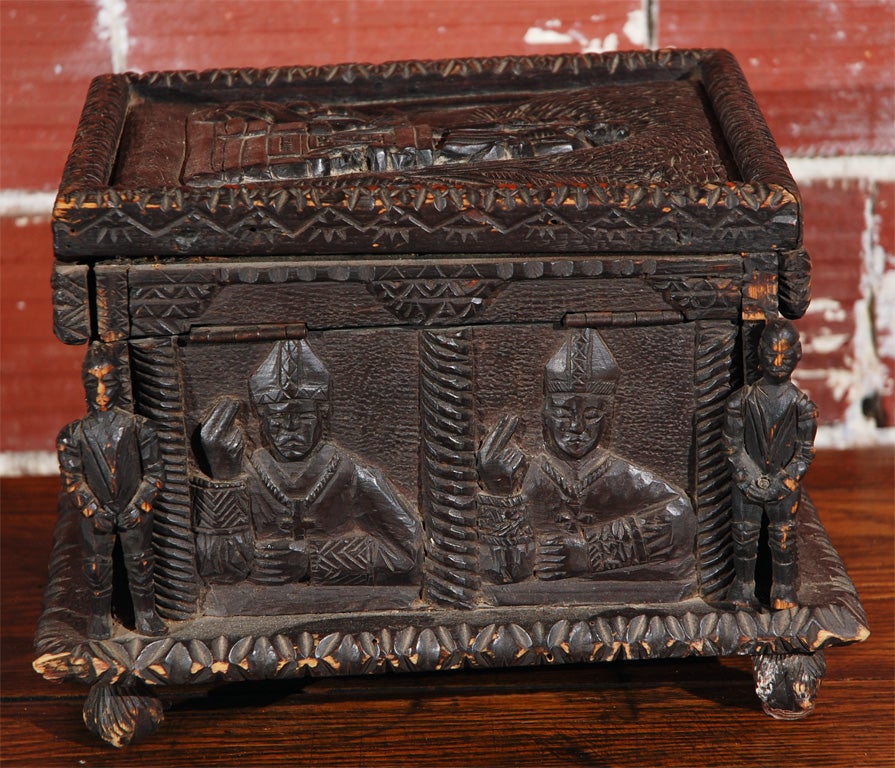 19th Century Carved Wood Bible Box Found In The Southern US at 1stDibs
