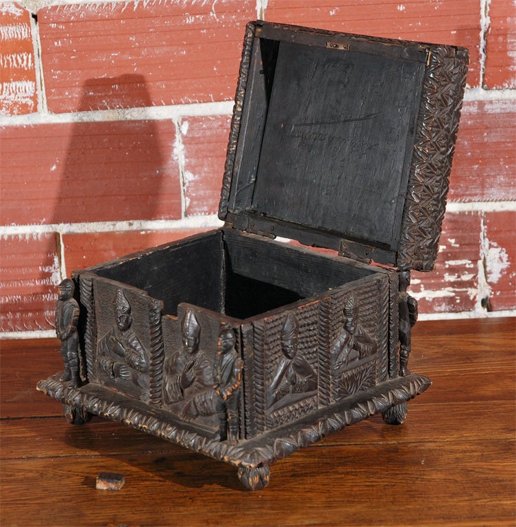 19th Century Carved Wood Bible Box Found In The Southern US
