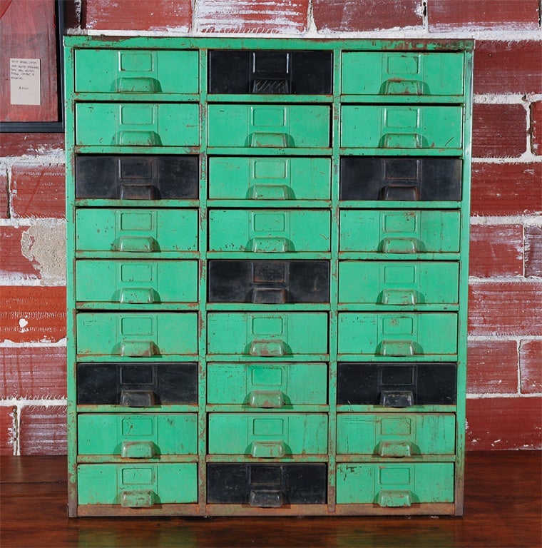 Mid-20th Century Vintage Autoshop Graphic and Abstract Iron Drawers