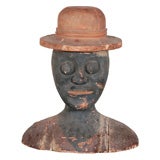 Large Wood Carved African American Man Folk Art Bust