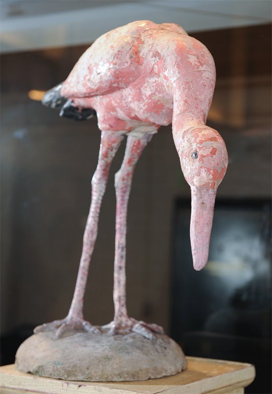 Whimsical Cast Painted Pink Flamingo Statue 1