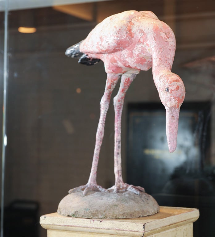 Whimsical Cast Painted Pink Flamingo Statue 2