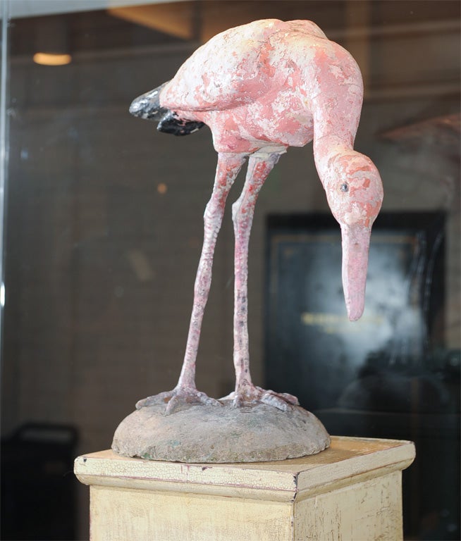 Whimsical Cast Painted Pink Flamingo Statue 3