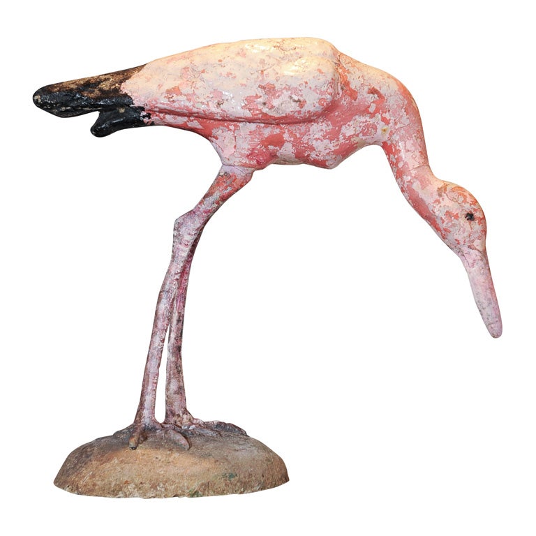 Whimsical Cast Painted Pink Flamingo Statue
