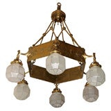 American Six Arm Arts and Crafts Chandelier