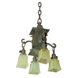 Antique Arts and Crafts Four Arm Chandelier