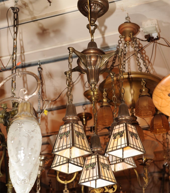 Signed "Handel" Chandelier