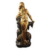 Nude Maiden with Bear Bronze