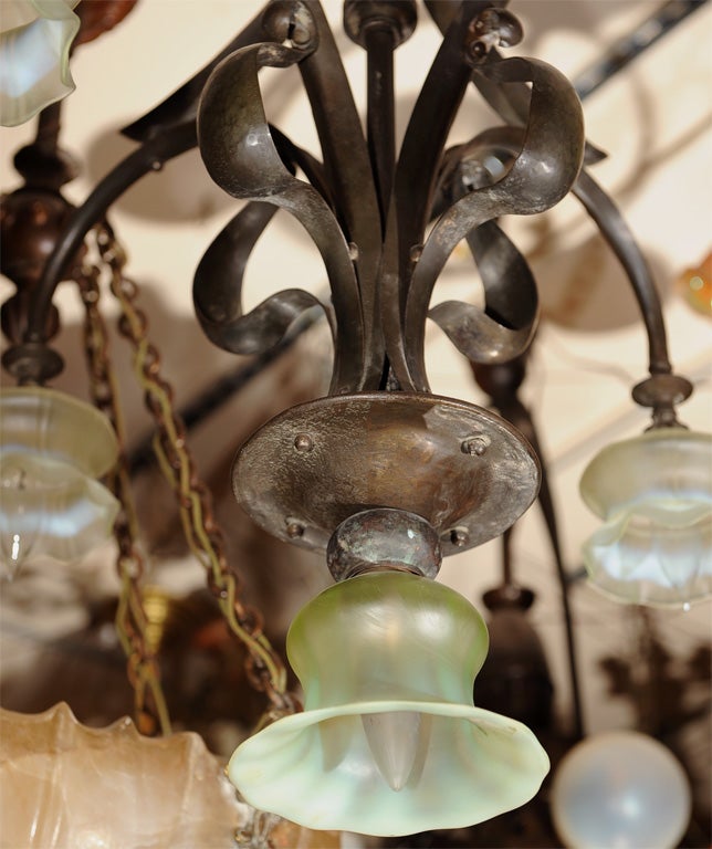 Continental Art Nouveau Five Arm Chandelier 1