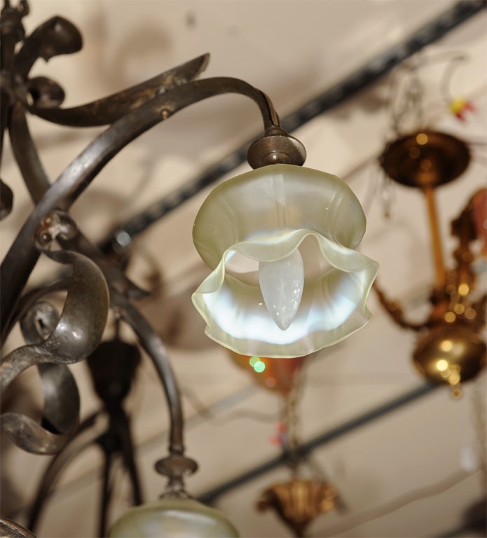 Continental Art Nouveau Five Arm Chandelier 2