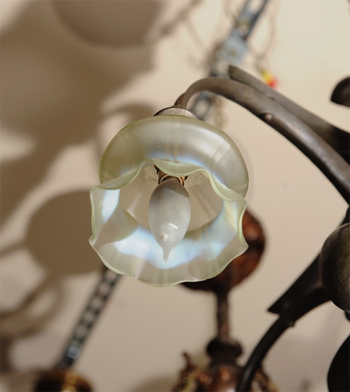 Continental Art Nouveau Five Arm Chandelier 3