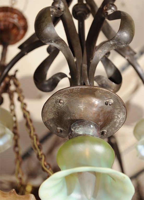 Continental Art Nouveau Five Arm Chandelier 4