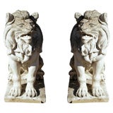 Estate Size Pair of Seated Lions