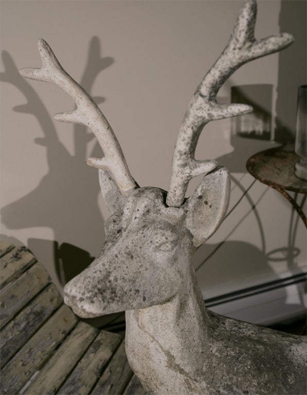 French Recumbent Stag/Doe Statue