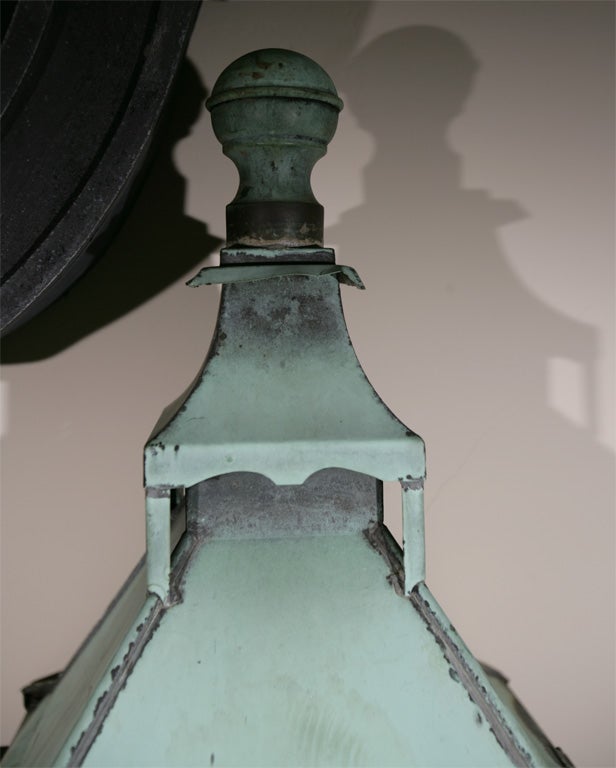 19th Century Period English Verdigris Copper Street Lantern