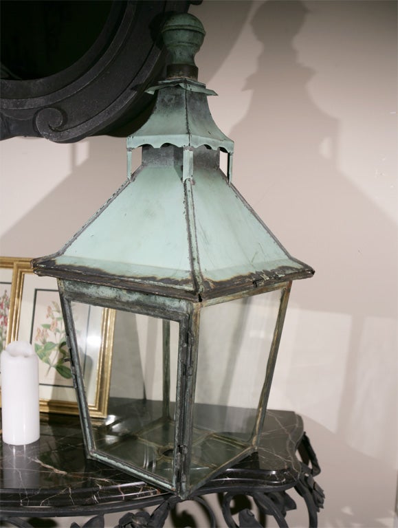 Period English Verdigris Copper Street Lantern 3
