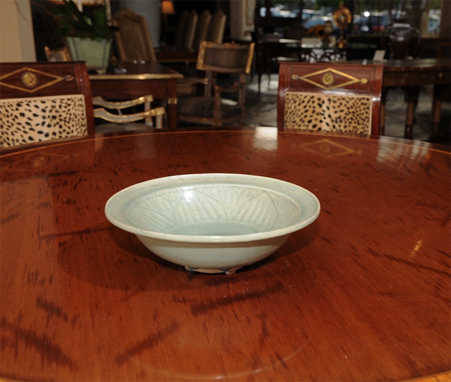 13th Century Thai Pale Celadon Jade Footed Bowl