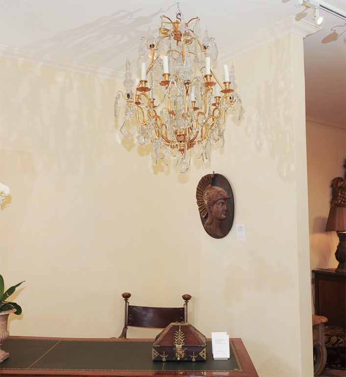 Gilt bronze cut glass chandelier