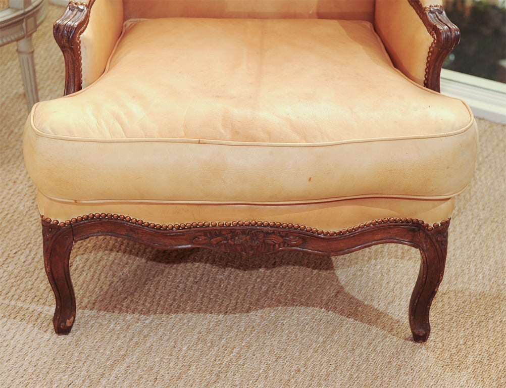 French Louis XV walnut carved Bergere chair