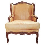 Louis XV walnut carved Bergere chair