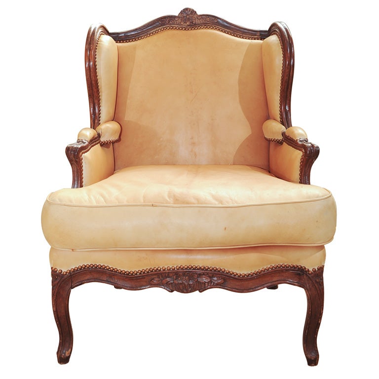 Louis XV walnut carved Bergere chair