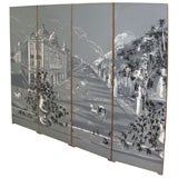 1940s Four-Panel Screen with Cityscape