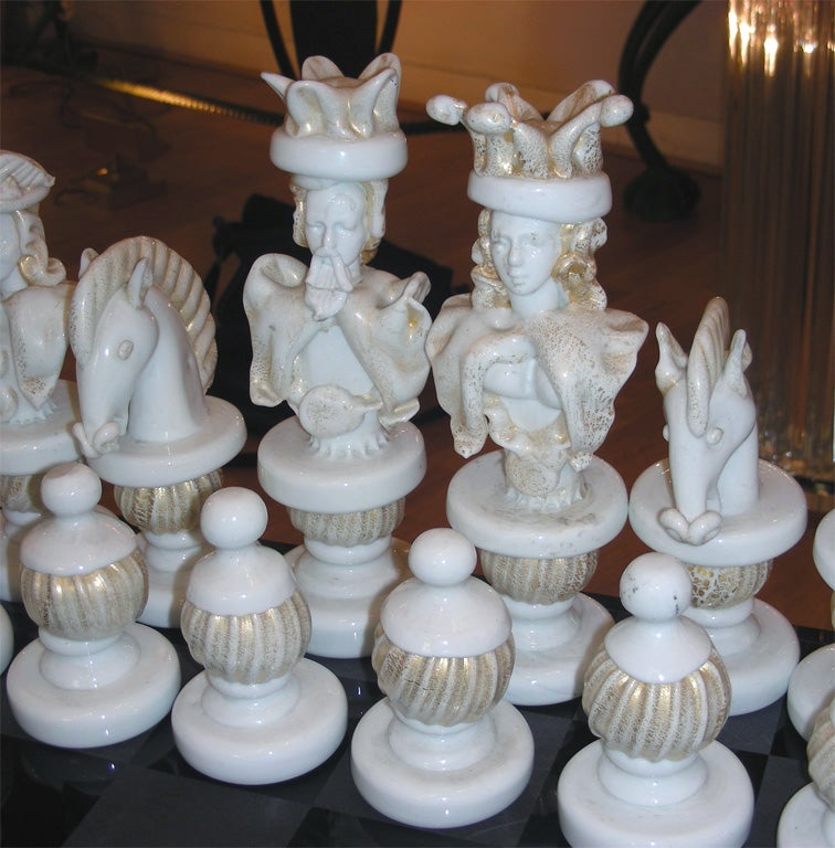 20th Century 1980's Murano Glass Chess Game Set