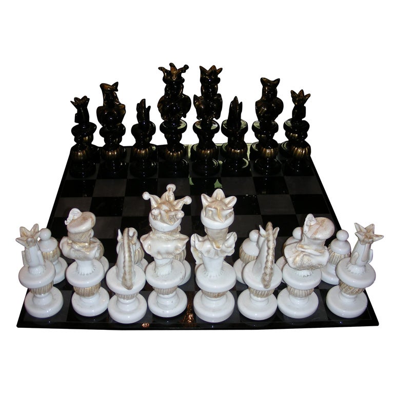 1980's Murano Glass Chess Game Set