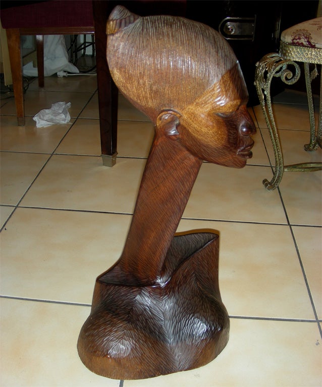 French 1930s Sculpted Ebony Bust of an African Woman For Sale