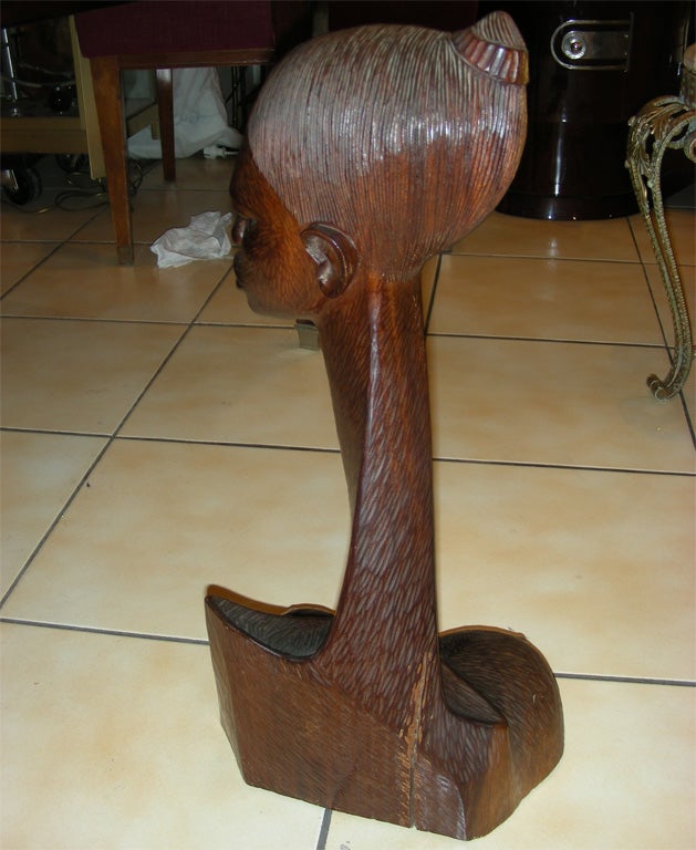 1930s Sculpted Ebony Bust of an African Woman For Sale 1