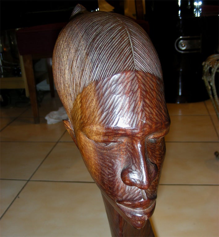 1930s Sculpted Ebony Bust of an African Woman For Sale 3
