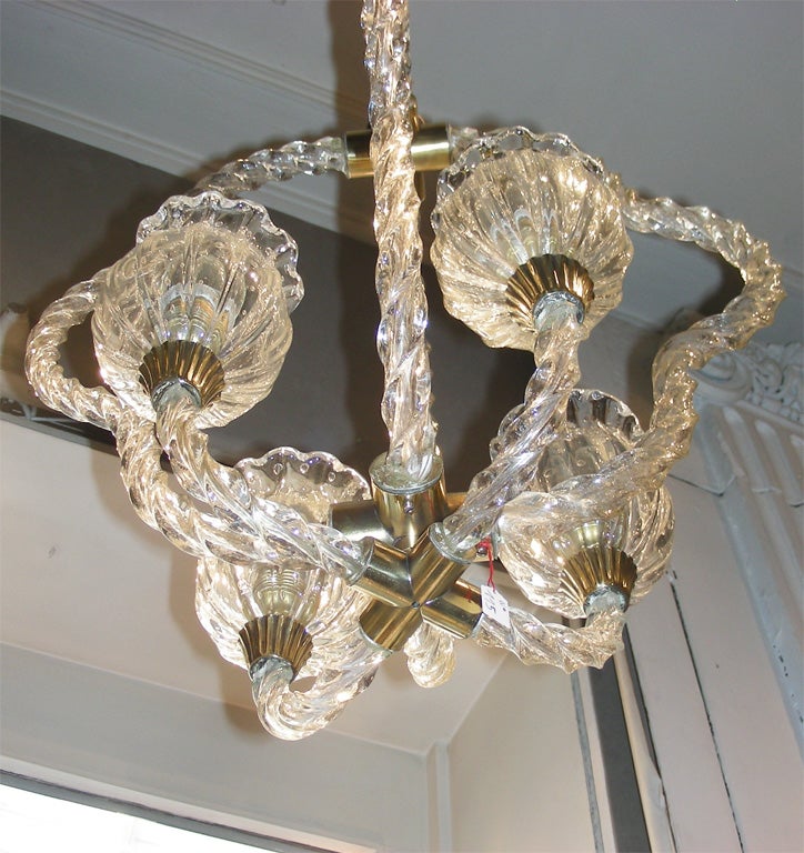 Mid-20th Century 1930s Murano Glass Chandelier by Ercole Barovier