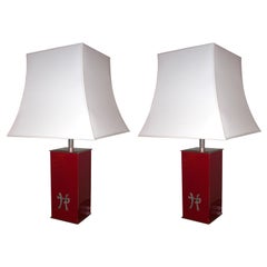 Retro Two 1970s Lamps by the Decorator Jean-Claude Mahey