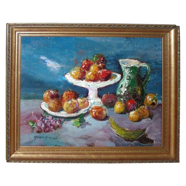 1950-1960 "Les Fruits" Painting by Mério Améglio