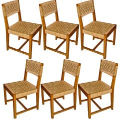 SET OF SIX Woven Rush Chairs