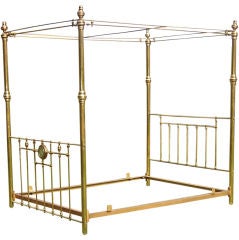 Antique English Queen Size Brass Bed