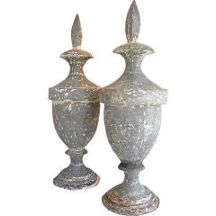 Used Pair of Huge Zinc Finials from an Historic Connecticut Church