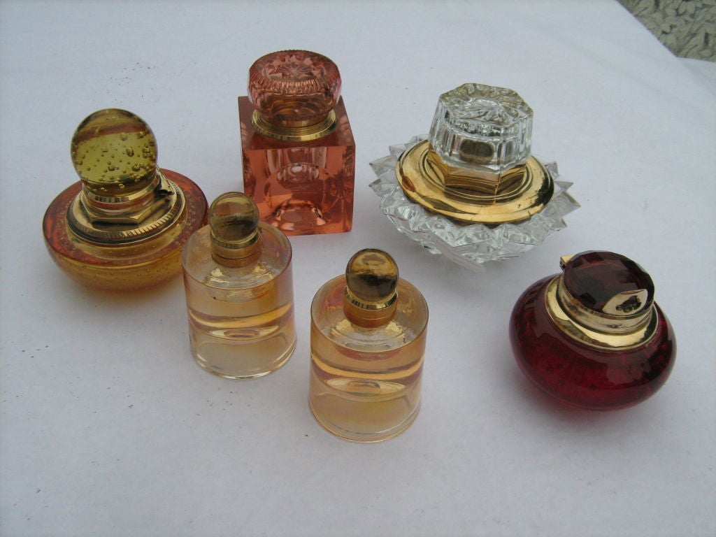 English Vintage Glass Inkwells
