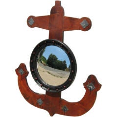 Antique convex anchor mirror