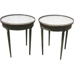 Pair of Marble-Top Round Side Tables Pair of Marble-Top Round Side Tables
