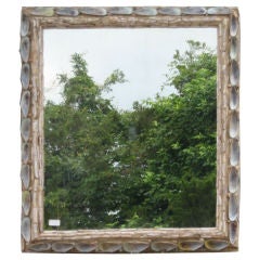 Antique frame shell mirror