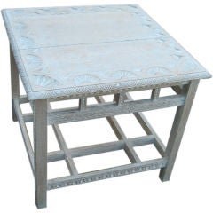 Carved oak limed finish side table