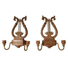 Pair of Lyre Candle Sconces