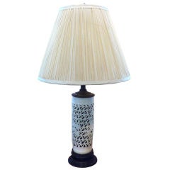 Reticulated Porcelain Chinese Lamp