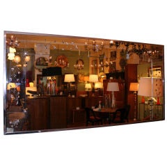 Large Etched Mirror with  Nickel Plated Brass Frame