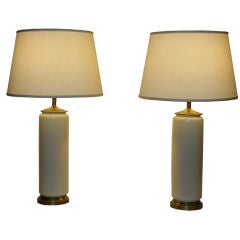 Elegant Pair of White Ceramic Lamps