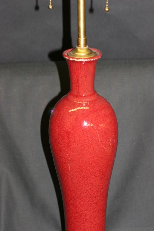 American Pair of Terra-Cotta Ceramic Vases with Lamp Application For Sale