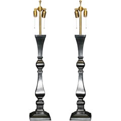 Retro Pair of tall lacquered metal Architectural Balustrade lamps